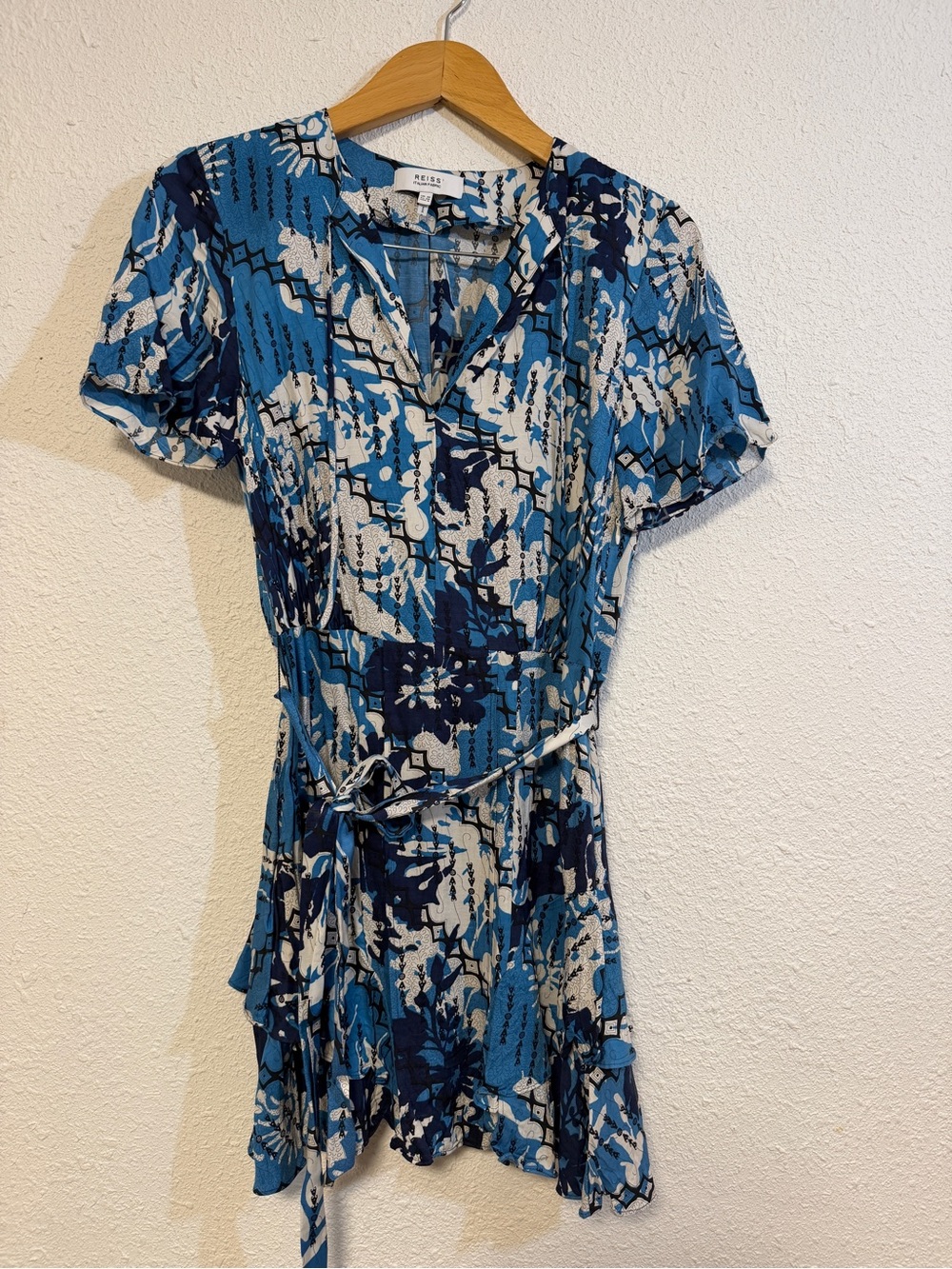 Reiss Blue White Floral Mini Dress